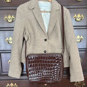 Trussardi Brown Crocodile Embossed Crossbody Bag